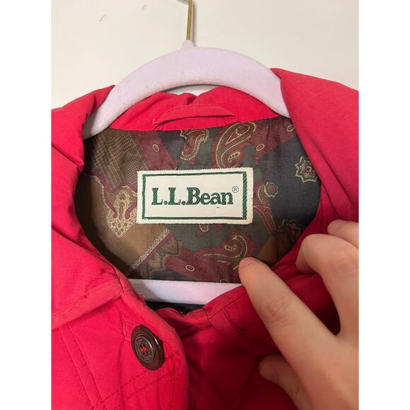 1990s LL Bean Red Paisley Quilted Barn Equestrian Old Money Chore Coat Jacket XL - Picture 2 of 10